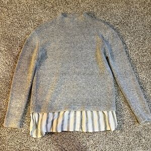 Atmosphere Light Gray Knit Sweater with Flouncy Striped Bottom